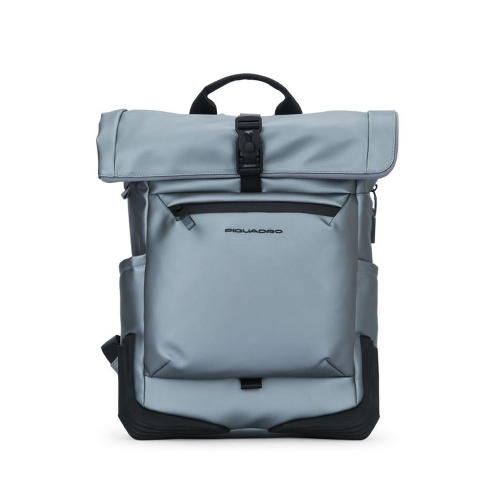 Piquadro Unisex Zaino Roll-Top In Tessuto_Fingerprint E Schienale
